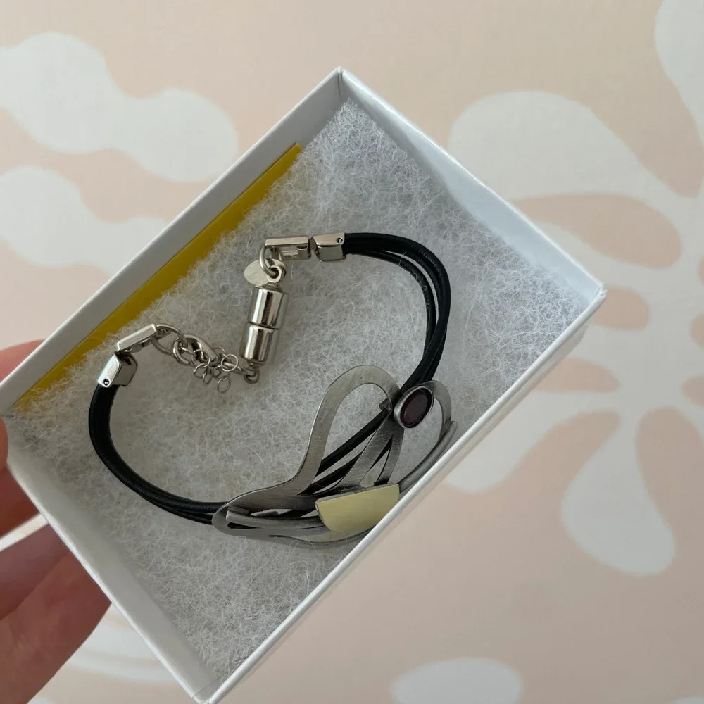 NWT Christophe Poly Crono Design Abstract Mixed Metal Multi Strand Bracelet